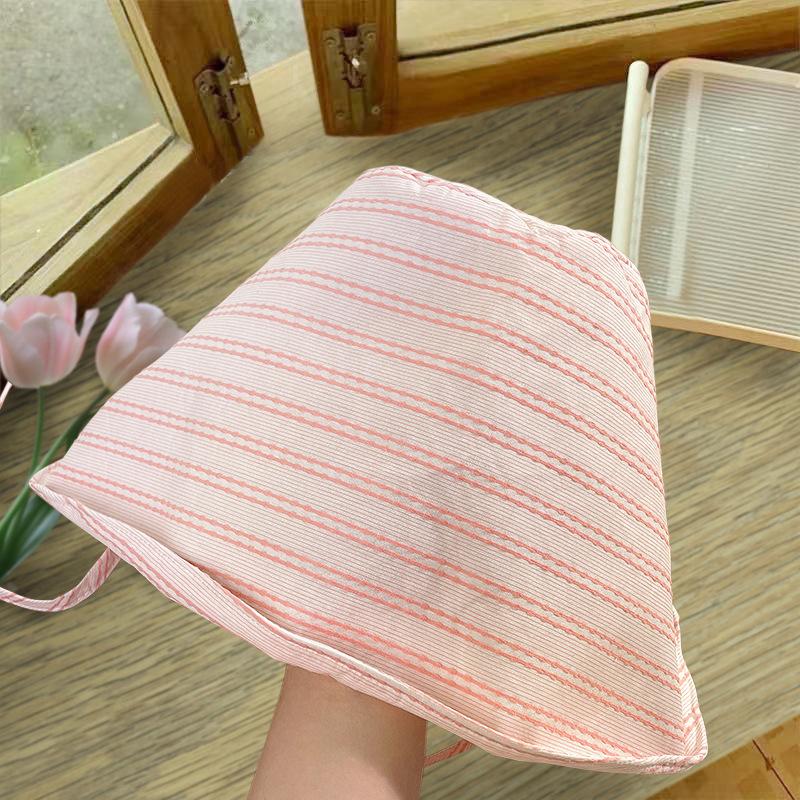 Summer sunscreen sunshade French striped niche breathable big eaves face hat women