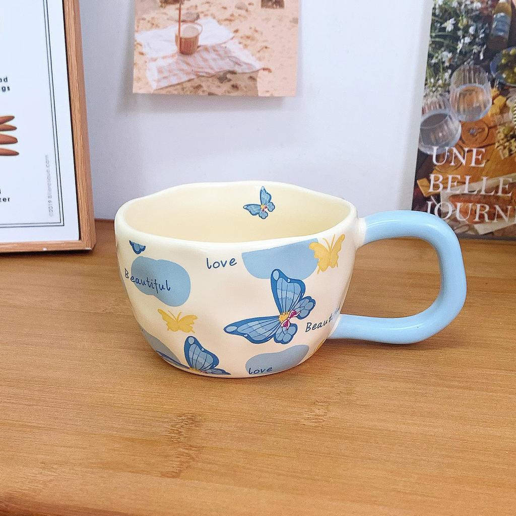 Butterfly Mug Design Sense High Value Coffee Cup Ceramic Water Cup Ins Style Breakfast Cup Sends Girls Gift