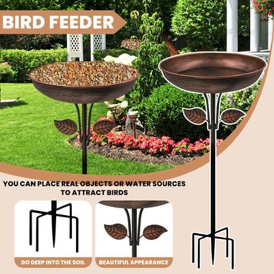 Deep Metal Bird Bath For Outdoors, Removable Bowl With Stable Upgrades Stake, Easy To Clean Birdbaths For Garden