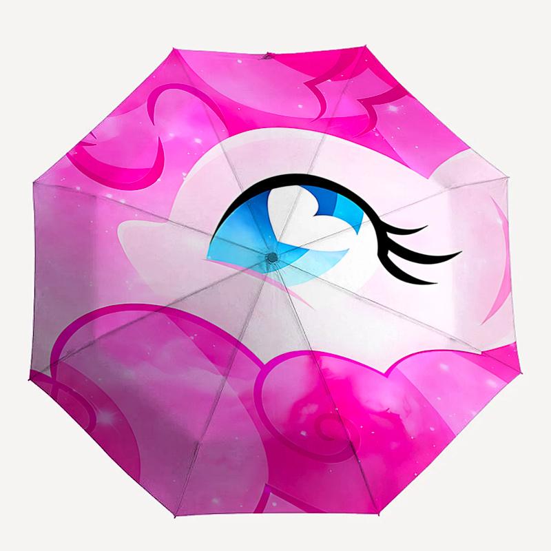 Pinkie Pie Heart Shaped Automatic Opening/Closing Umbrella with Foldable Design and 8 Bone Frame Perfect for Fans,Travelers,and Everyday