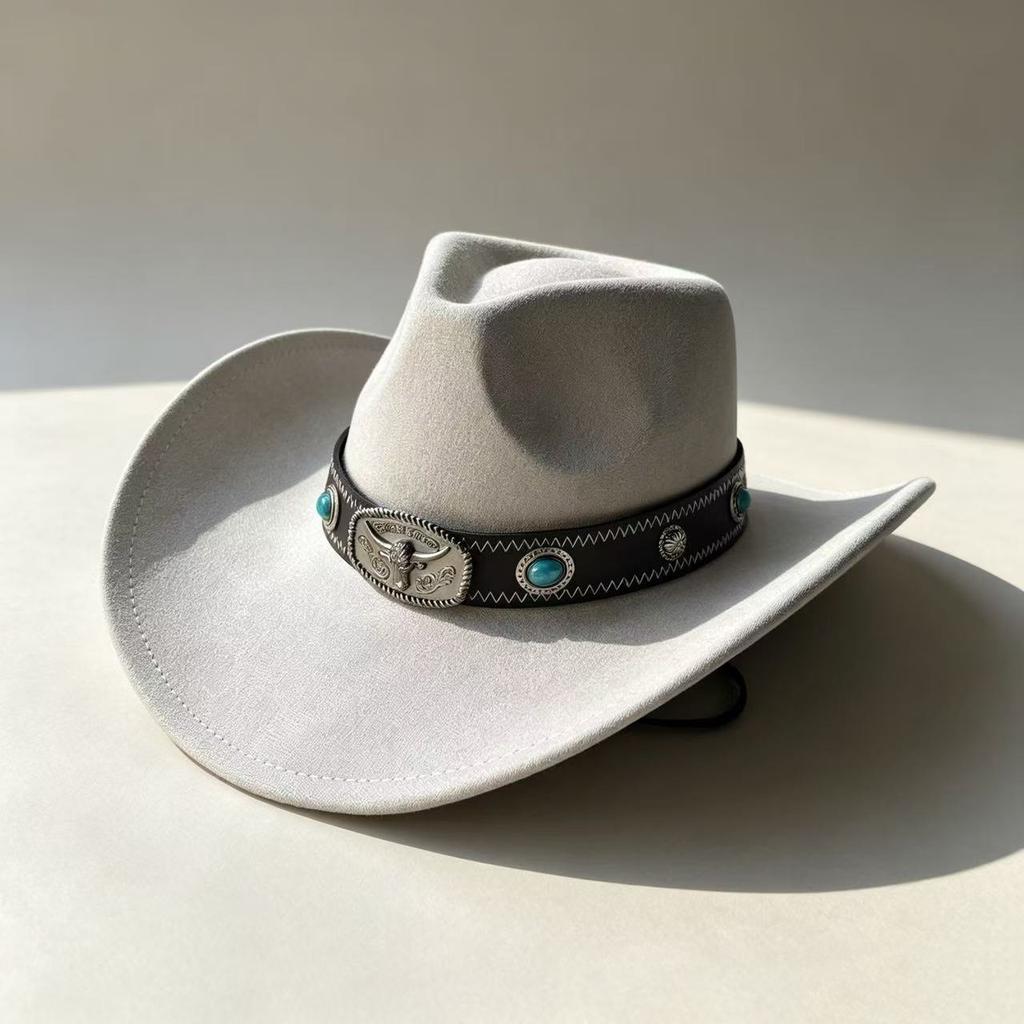 Popular Western Cowboy Hat Men's and Women's Retro Ethnic Style Big-brimmed Knight Hat Suede Cowboy Hat