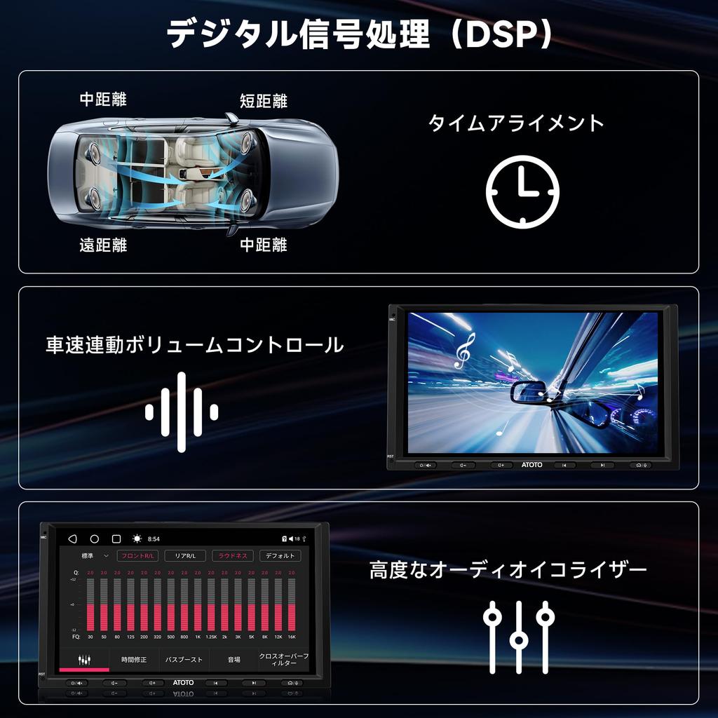 ATOTO S8MS Android Navigační Displej QLED Android Navigace Bezdrátový CarPlay Android Auto Duální DSP HD Video AI Dialog GPS S8G2A74MS Systém, 2-DIN