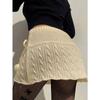 Women's Solid Color Chipotle Twist Knit Peplum Hairball Embellished Woolen Half Skirt