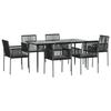 VidaXL Ensemble à manger de jardin coussins 7 pcs noir rotin et acier, ensemble à manger, ensemble à manger d'extérieur, 3187070