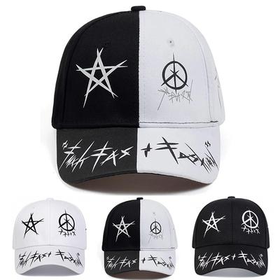 Bonés de Basebol Unissex Preto Branco Patchwork Estampa Grafiti Primavera e Outono Outdoor Ajustável Casual Chapéus Chapéu Protetor Solar