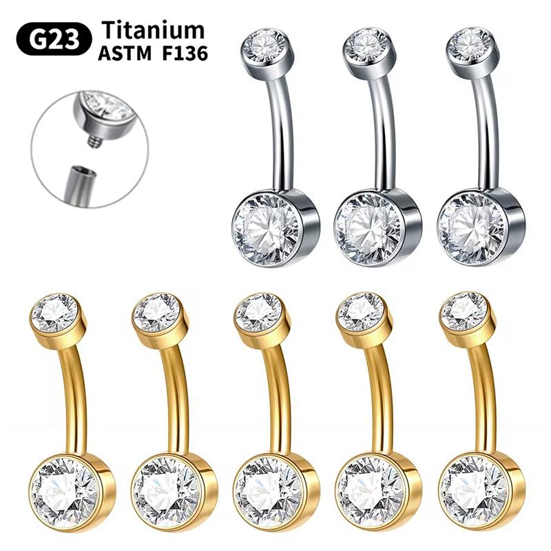 5/10 Stück Titan Bauchnabelring 14G 6mm 8mm 10mm 12mm Bauchnabel Piercing Schmuck mit Zirkonia Kurzer Stab Bauchnabel Piercings