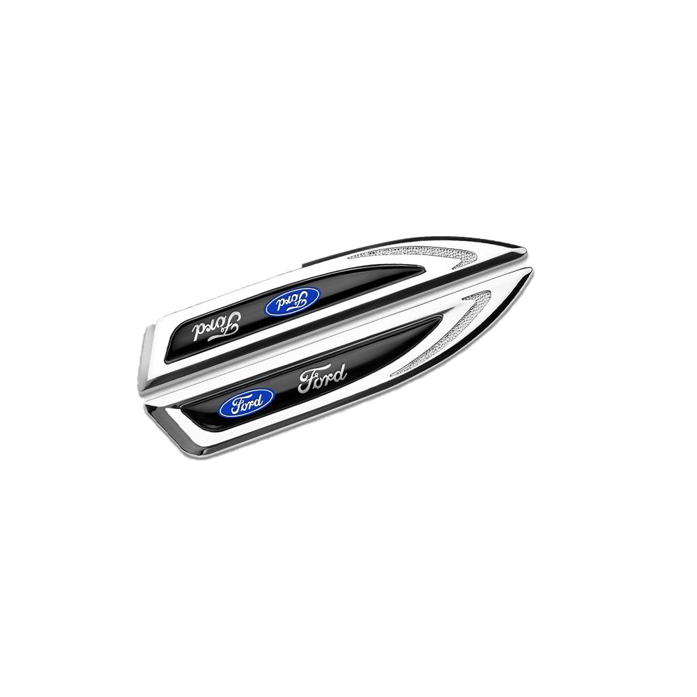 2Pcs For Ford Focus Mk2 Fiesta MK3 Kuga Mondeo Mk4 Ranger Mk7 Mustang Smax Car Styling Side Fender Door Body Metal Badge Sticker