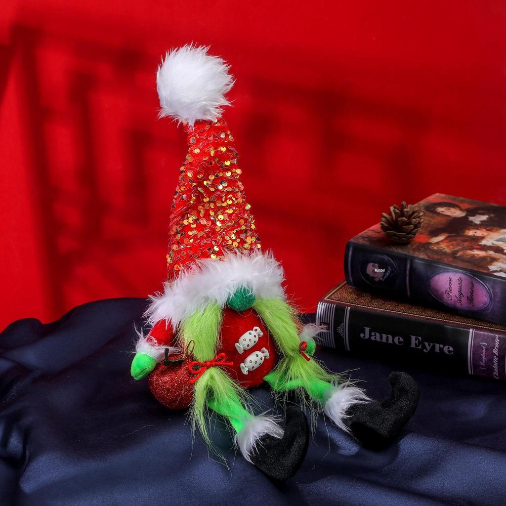 Faceless Grinch Green-Haired Monster Elf Ornament