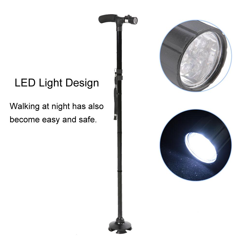 Foldable LED Safety Walking Stick Height Adjustable Magic Cane for Old Man