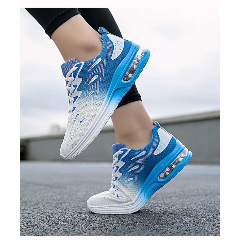 Women's Gradient Air Cushion Sneakers - Breathable Mesh Athletic Running Shoes with Shock-Absorbing Sole