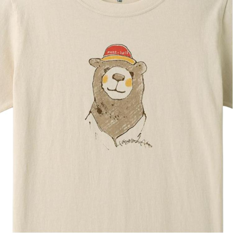 MONTBELL T Shirt Kids Round Neck Short Sleeve Print Ivory Kids