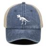 Pure White Dinosaur Print Snapback Trucker Hat, Animal Man's Cap Vintage Solid Color Non-Stretch Fabric Headwear Adjustable Baseball Cap