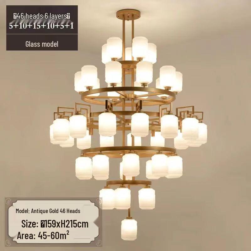 Chinese-Style Duplex High Ceiling Chandelier for Hotel Lobby or Villa