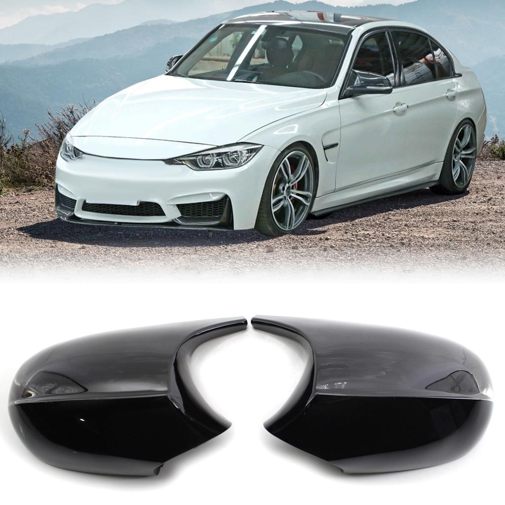 Rearview M3 Style Side Mirror Shells Side Wing Mirror Cover Cap Bright Black Style Pair Replacement for BMW E90 E91 E92