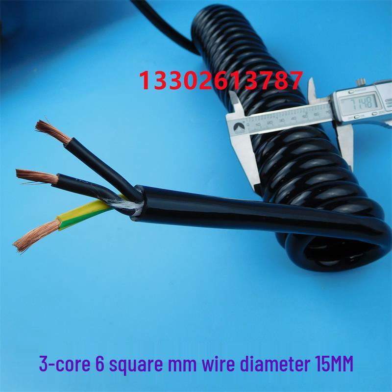 3-Core High-Power 6-Square Spring Coil Retractable Industrial Cable