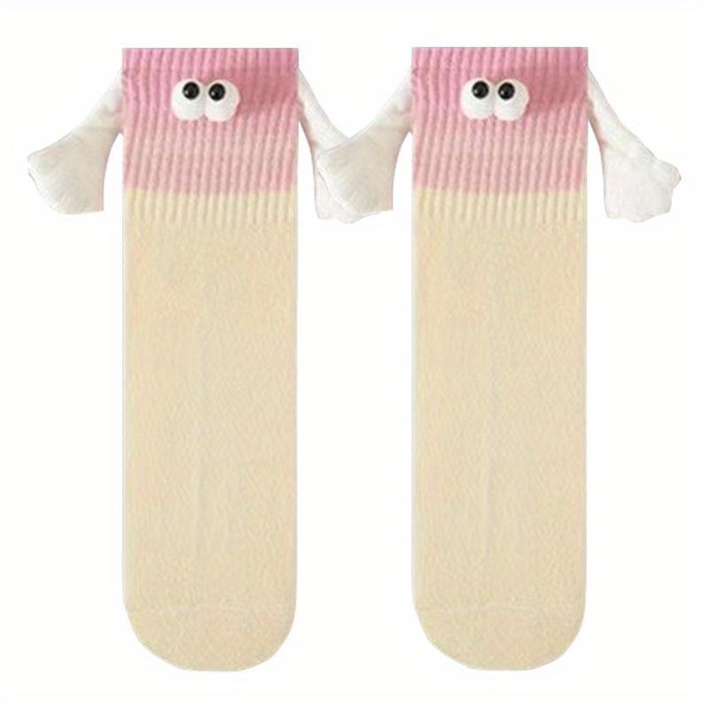 1/3Pairs Colors Magnetic Holding Hand Socks Dopamine Designer Socks Funny Couple Socks Birthday Gift for Women Men Bestie Lovers