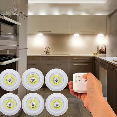 6 יח'/3 יח' נורות LED אלחוטיות חכמות מתחת לארון אור לילה COB עם שלט רחוק - מושלם לארון בגדים, מטבח ועוד