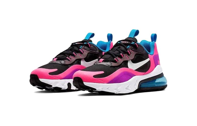 Kids' Sneakers Nike Air Max 270 React Black Hyper Pink Vivid Purple (TD) Black/White-Hyper Pink-Vivid Purple