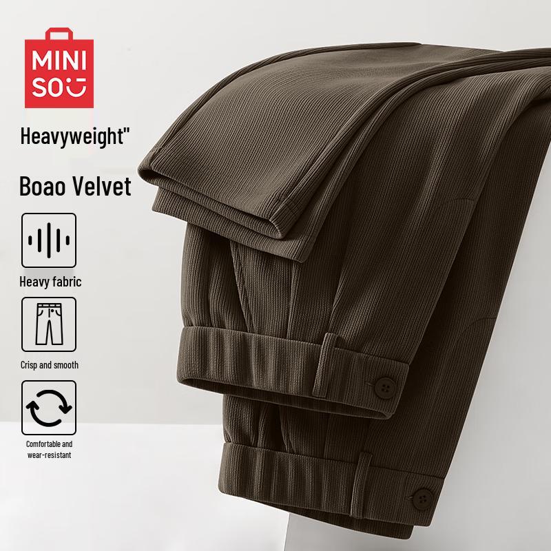 

MINISO Men s Autumn/Winter Retro Knit Straight-Leg Casual Pants L