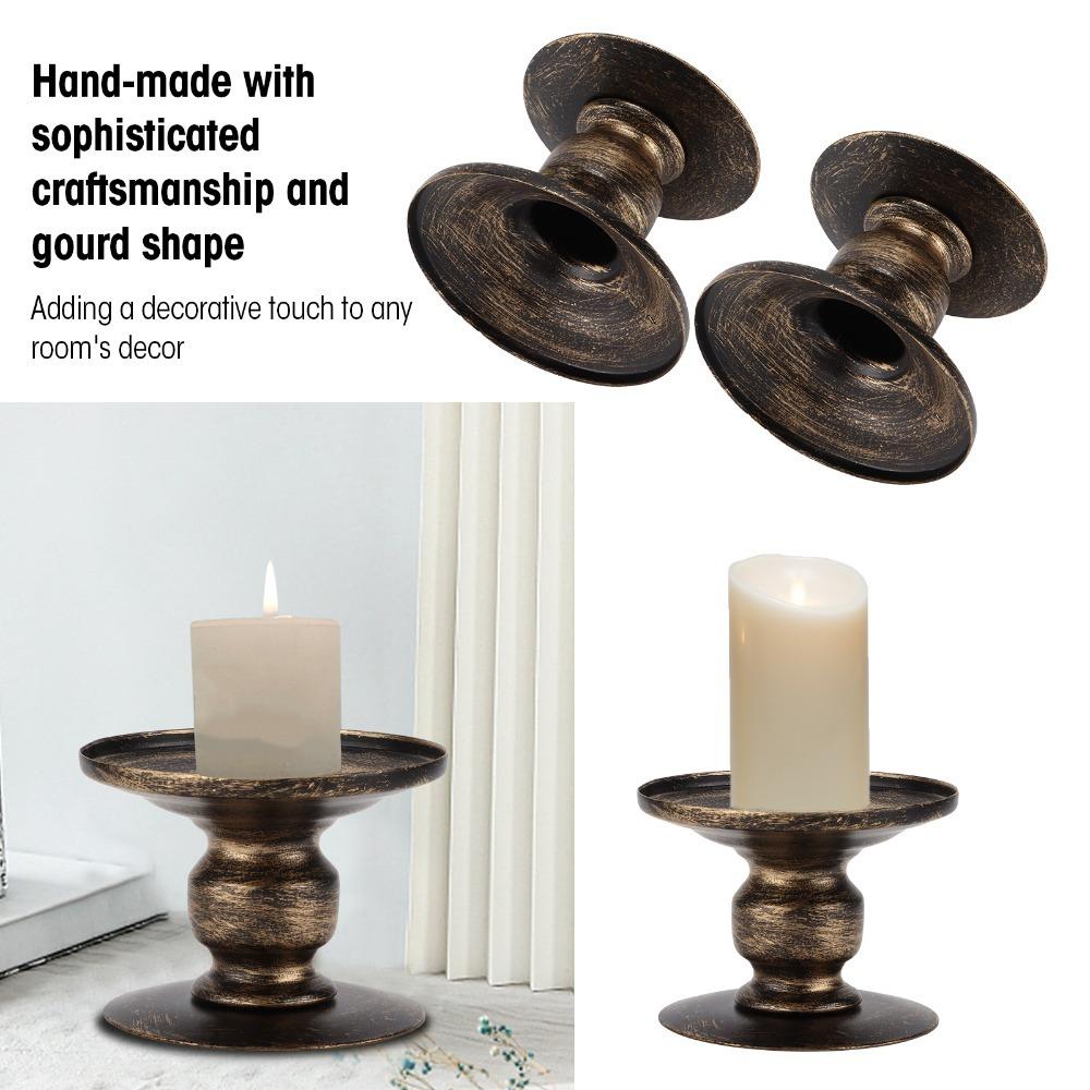 Reversible Pillar Candle Holders Iron Metal Candle Pedestal Decorative Candle Stand For Party