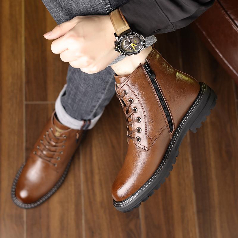 Autumn and Winter Men's Boots Classic Retro Style Daily Business Office Outdoor Street Motorcycle Warm Leather Shoes Hot Selling