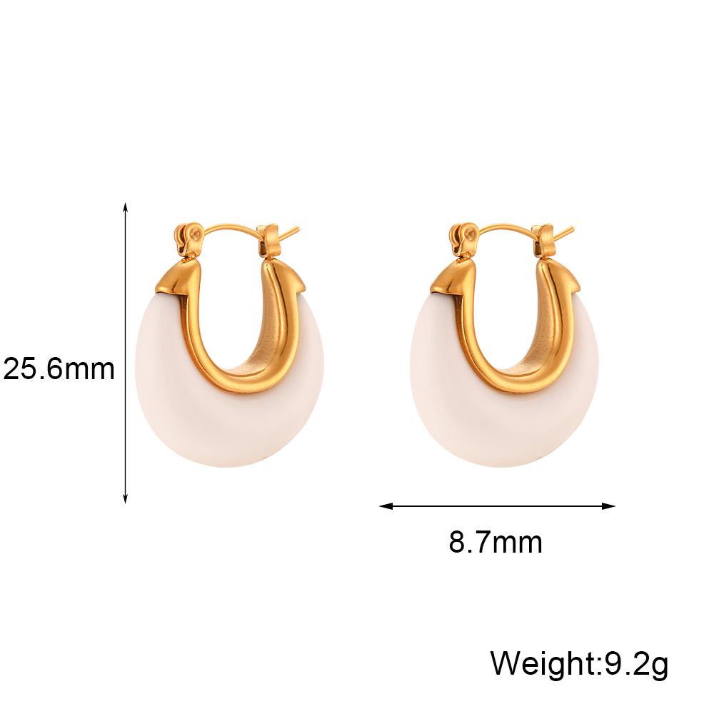 

E.B.belle Multiple Colors Jewellery Acrylic White Clear Green Burgundy Small Round Fat Stainless Steel Hoop Earrings For Women белый