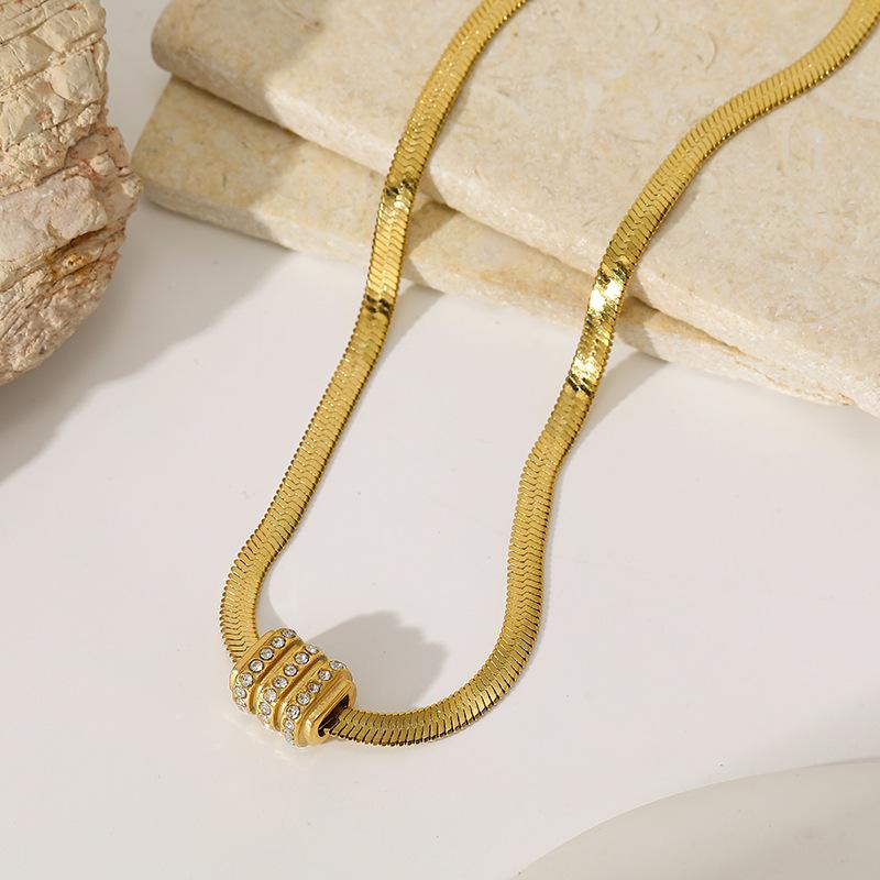 Ins Wind Zircon Blade Necklace Women's Niche Fashion Stainless Steel 18K Real Gold Hip-hop Small Waist Jewelry