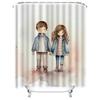 Simple and Elegant Cute Couple Shower Curtain - Watercolor Design, Waterproof & Mildew-Resistant for Bathroom Decor