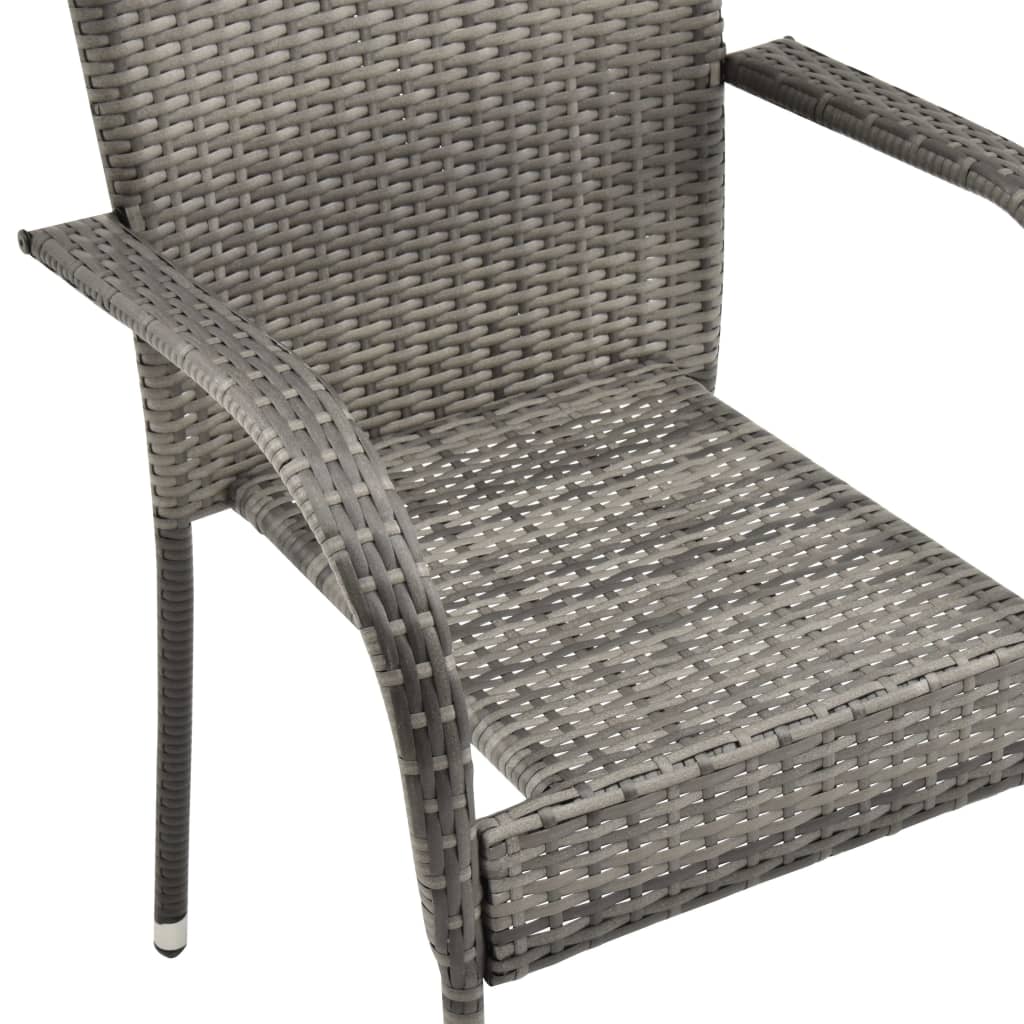 5 Piece Outdoor Dining Set Grey Poly Rattan