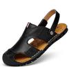 Men's Sandals Leather Beach Two with Summer Trend Korean Version of Fashion Casual Bag Head Men's Personality Soft-soled Leather Shoes Men