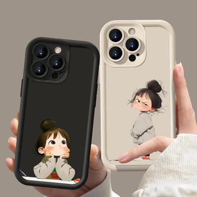 Cute Minimalist Angry Girl Print Soft Phone Case For Xiaomi Redmi 13C 14C 12 Redmi Note 14 13 12 11 Pro Plus 4G 5G 12S 11S Cover