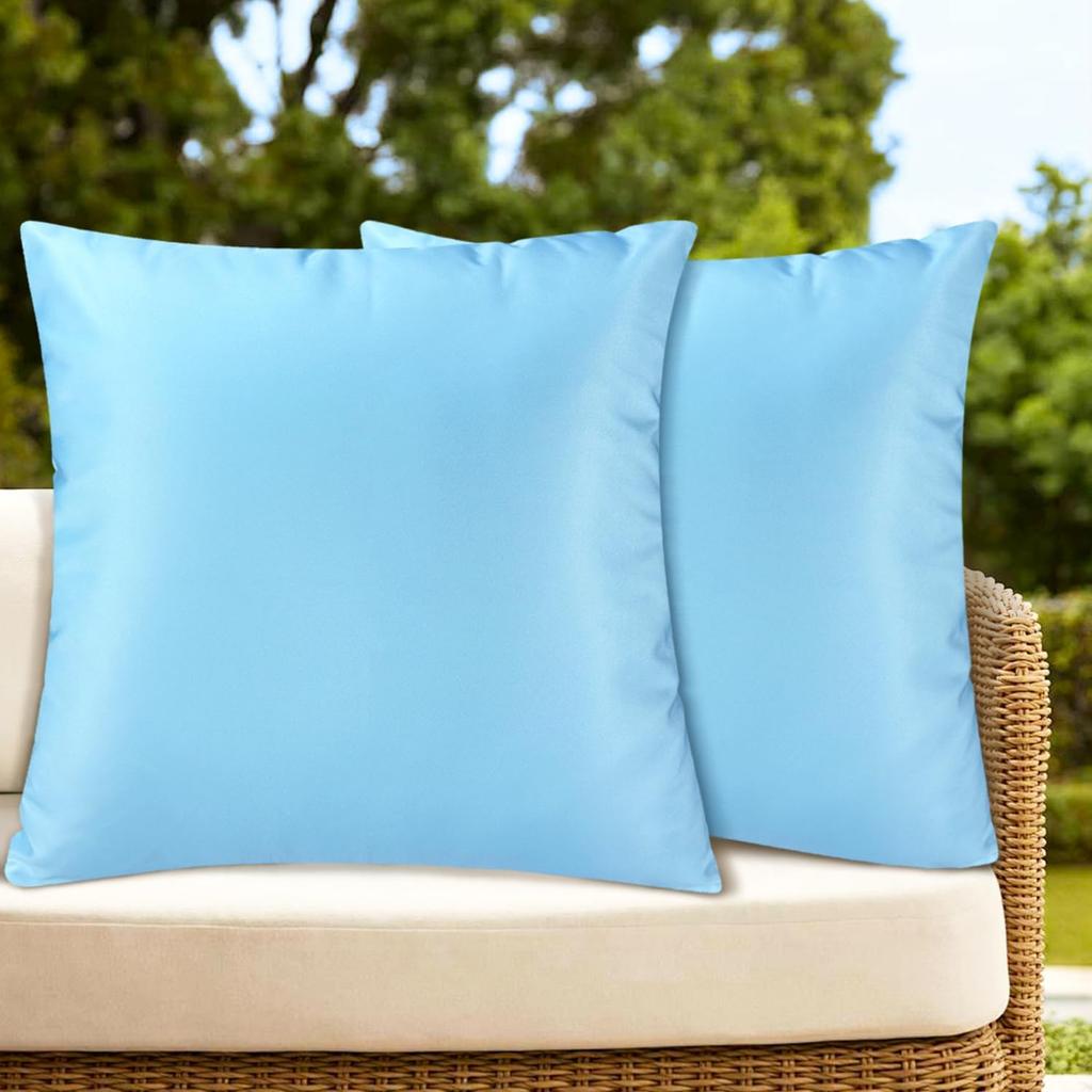 Outdoor Waterproof Pillow Covers 2 Pack 18x18 Square Garden Decorative Throw Pillow Covers, Farmhouse Solid Color Throw Pillow Case for Patio Bench