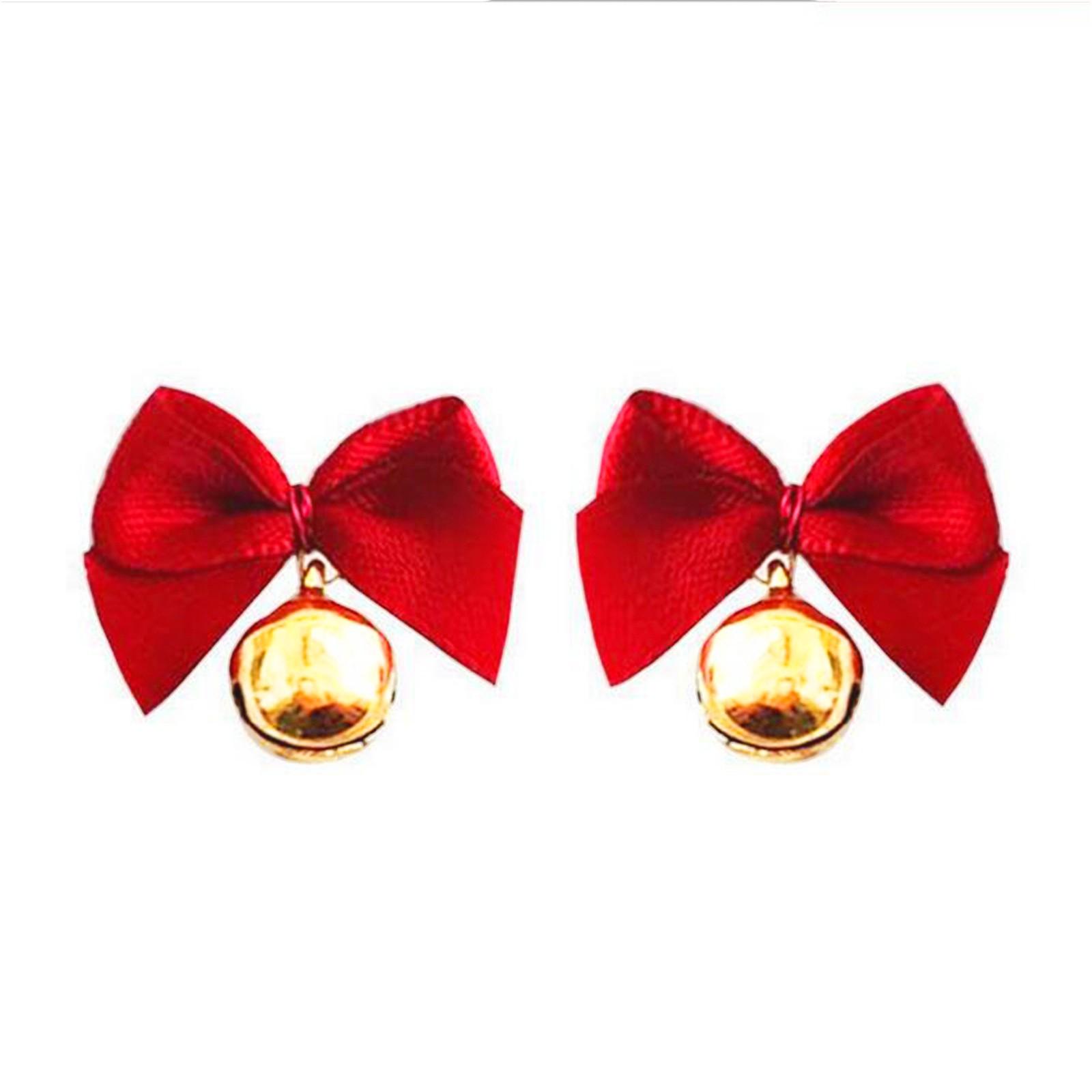 

1 Pair Of Sweet Red Bow Bell Earrings Party Earrings Girl Sweet Earrings Gift