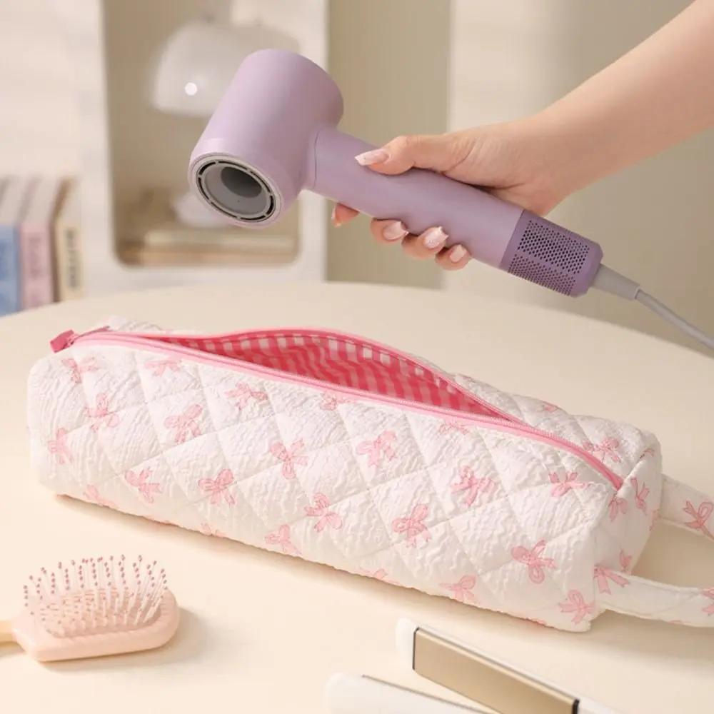 New Quilting Cotton Hair Dryer Storage Bag with Handle Dustproof Curler Storage Bag Large Capacity Soft Carrying Case for Travel
