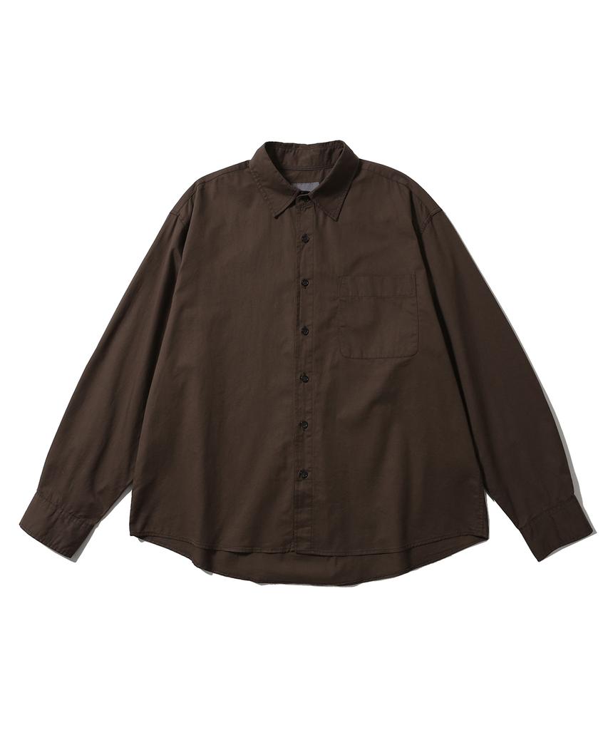BALLUTE Vintage Washed Semi Crop Shirts (Deep Brown)