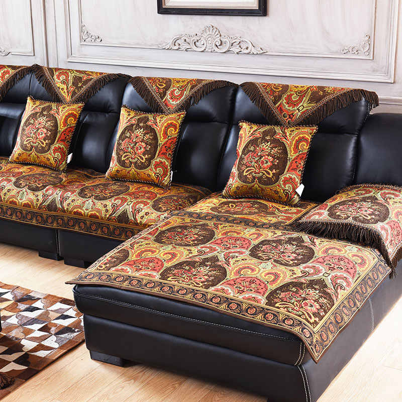 Potah na pohovku v americkém stylu Protiskluzový Špičkový žinylkový materiál Celoroční Univerzální Polštář na pohovku Domácí dekorace Ochranný potah na pohovku