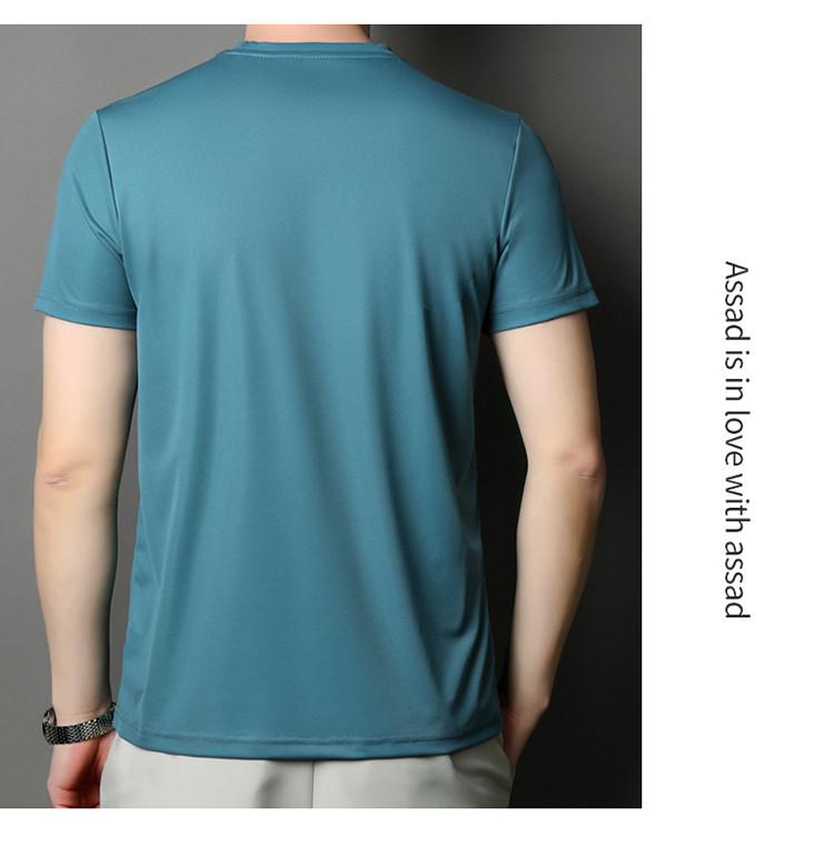 Brand 2025 Men's High-End Ice Silk Crew Neck Short Sleeve T-Shirt - Solid Color, Advanced Texture, New Summer Edition