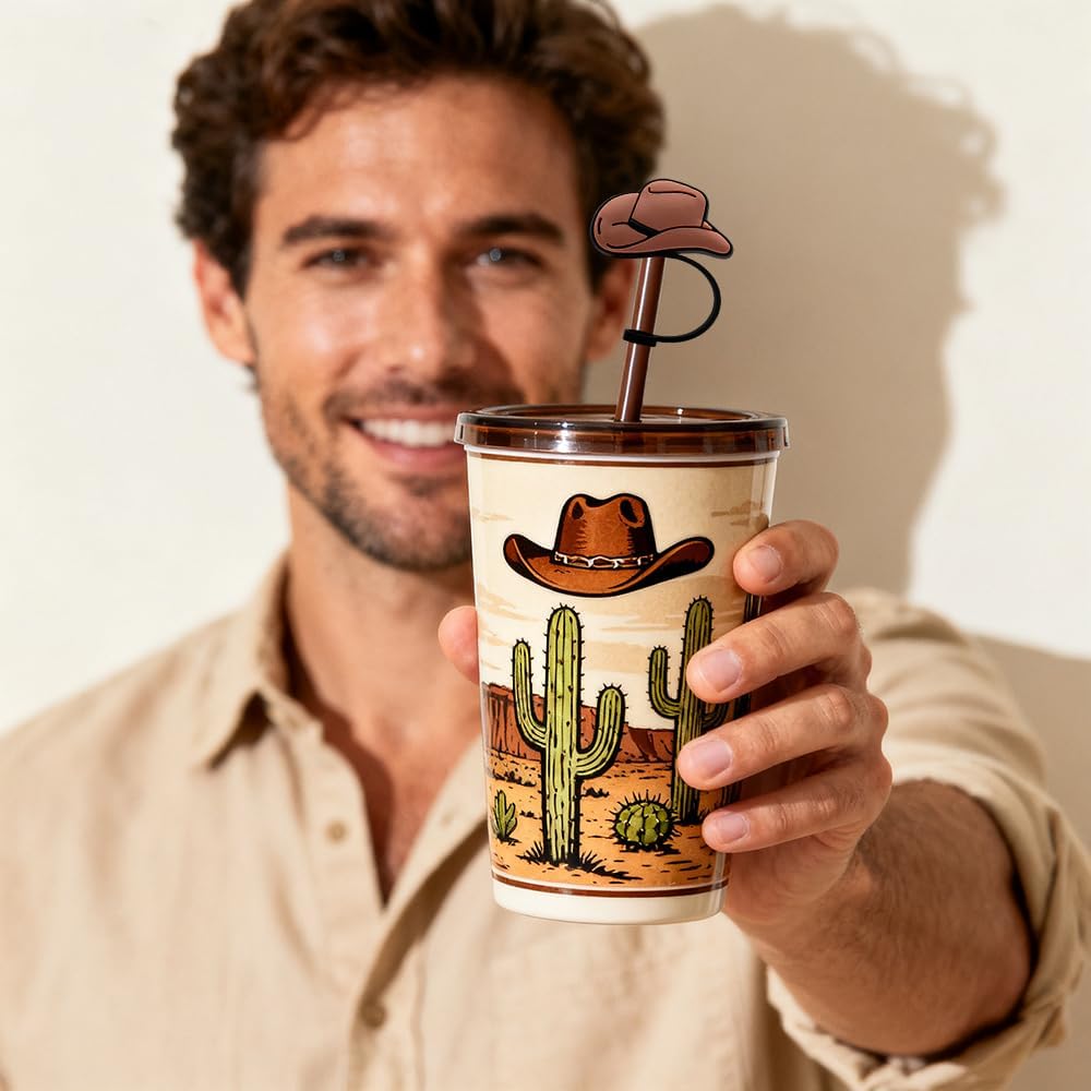 10pcs Silicone Cowboy Straw Cover Cap Cowboy Hat Straw Topper 10mm Reble Western Cup Accessories Silicone Tumbler Straws Toppers 30 40 Oz