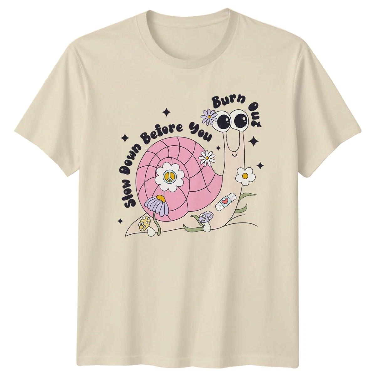 Slow Down Before You Burn Womens T-Shirt Mindfulness Mental Health Gift For Her L