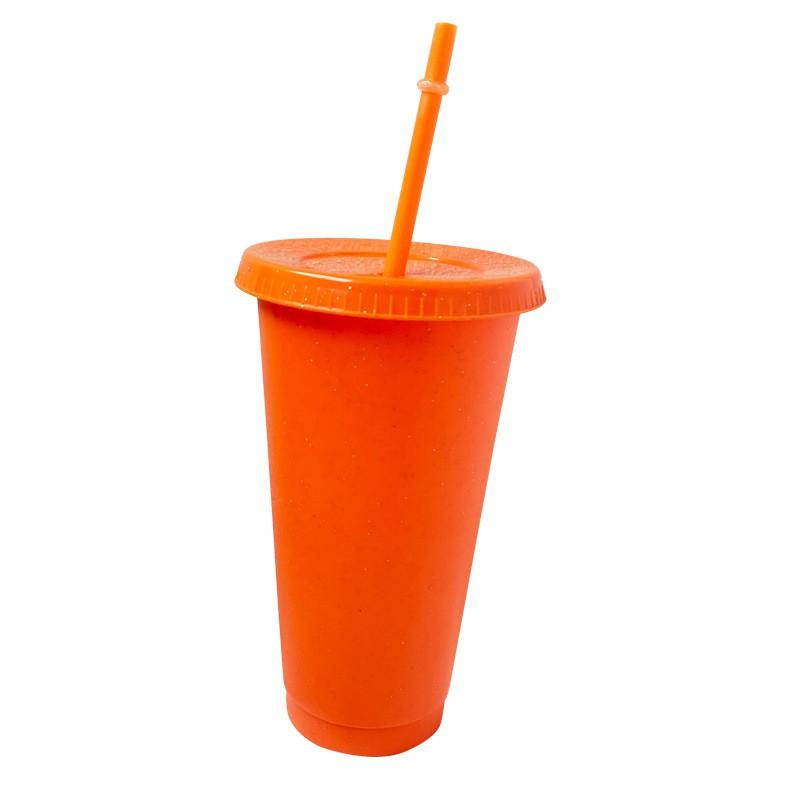 710ml Reusable Plastic Tumbler With Straw Colorful Large Capacity Cup Iced Coffee Smoothie Bubble Tea
