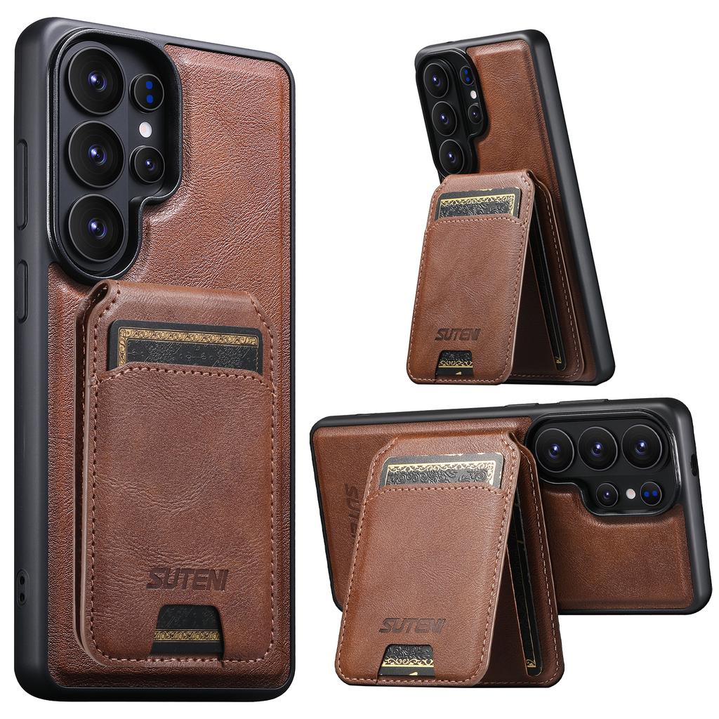 Wireless Charging Magnet Faux Leather Phone Case Card Holder Stand Smooth Surface Wallet 2-in-1 for Samsung Galaxy S26 Ultra S25