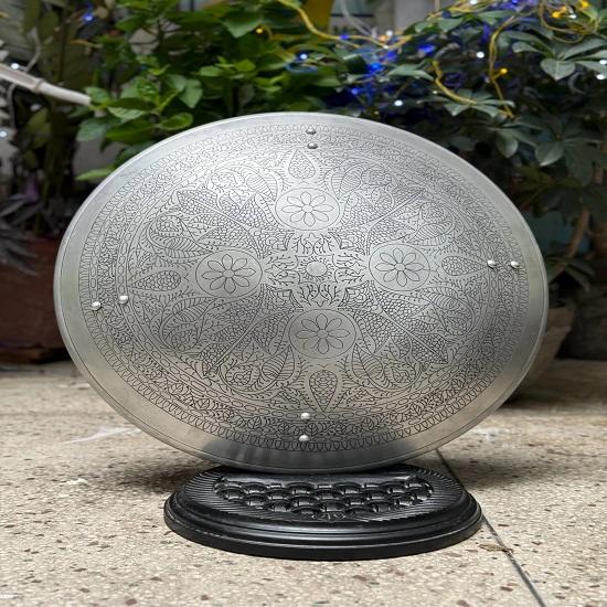 Aluminium Floral Blomst Gravert Skjold Rund Viking Veggkunst