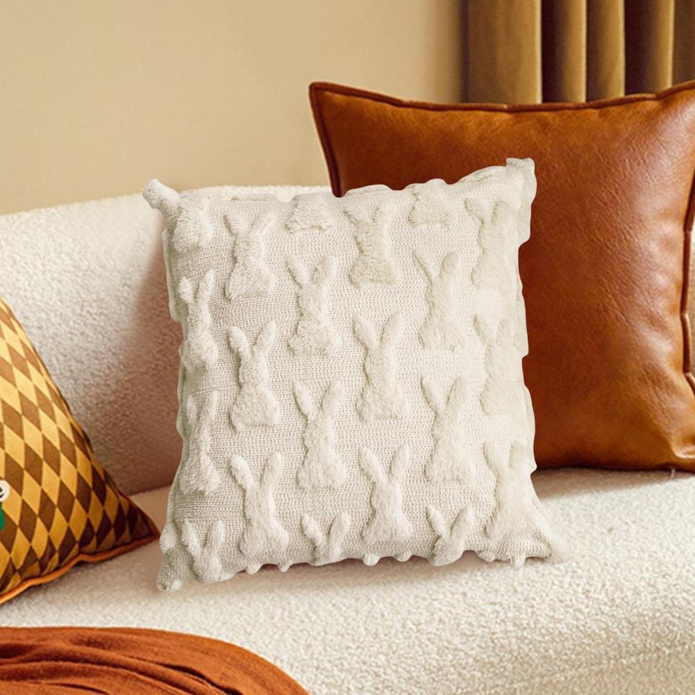 Easter Bunny Throw Pillow Covers Decorative Soft Plush Pillowcase 45x45cm Couch Cushion Case for Easter Decor Couch Sofa Bedroom
