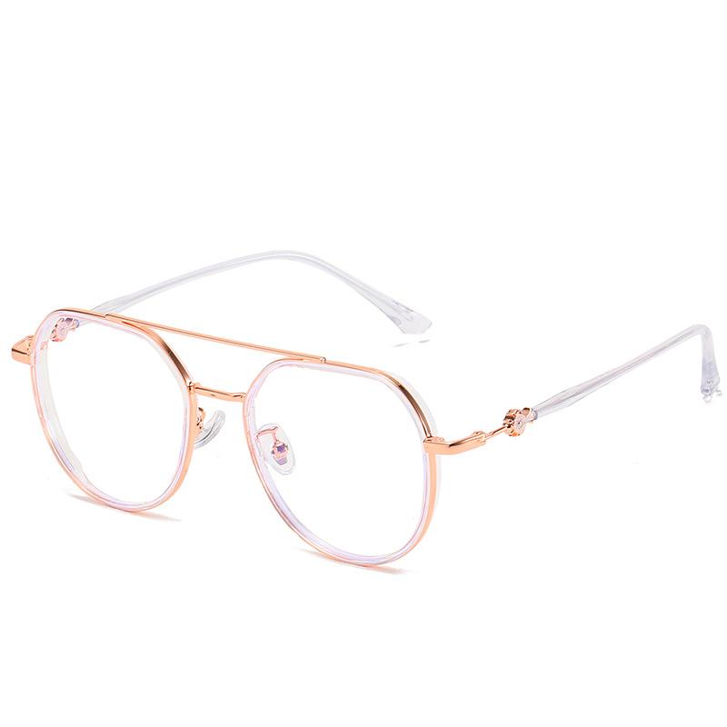 Plain Square Glasses Frame Tr90 Metal Mixed Myopia Glasses Frame Multilateral Anti-Blue Light Glasses Women