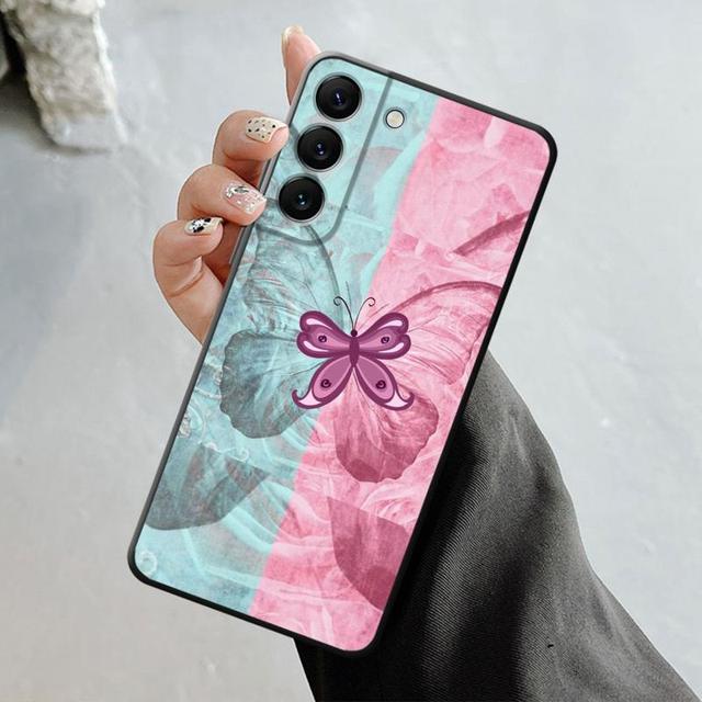 Shell For Samsung Galaxy S23 S22 S21 S20 Fe Ultra S10 S9 S8 Plus Note 20ultra 10plus Case Bling Aesthetic Butterfly Rose Art