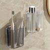 Portable Wall-Mounted Toothbrush Holders Self-Adhesive Small Storage Rack Detachable Toothbrush Cups For Home Bathroom Kitchen