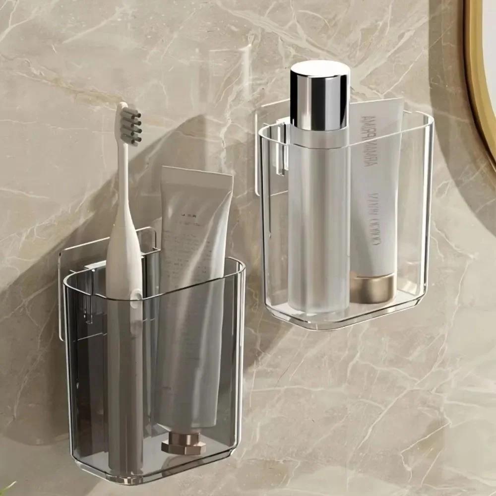 Portable Wall-Mounted Toothbrush Holders Self-Adhesive Small Storage Rack Detachable Toothbrush Cups For Home Bathroom Kitchen
