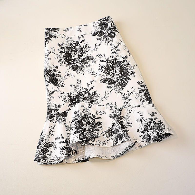 

Летняя женская юбка с цветочным принтом Kroean Fashion с высокой талией, узкие короткие юбки S белый