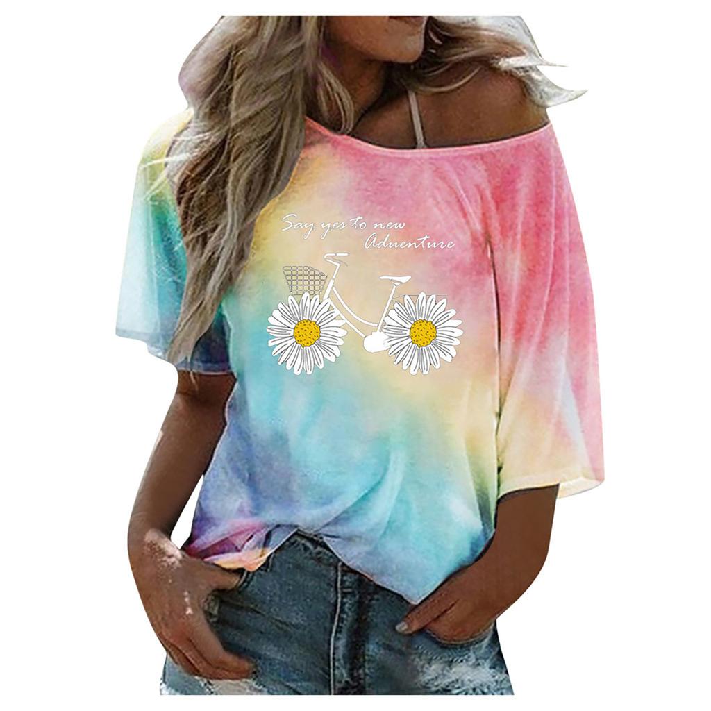 CityHottie Short-sleeve Loose Tie-dye Tops