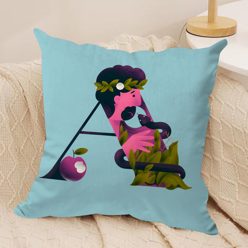 Interesting Letters Cushion Cover Soft Plush Fabric DoubleSided Printed Sofa Cushion Cover for All Seasons Home Decor Gift